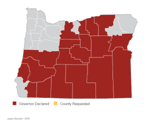 Oregon County Drought Declarations as of June, 15, 2015. Source: OPB News
